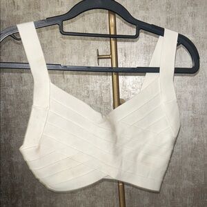 Elegant Cream Women's bandage top Herve Leger x Forever 21 size medium